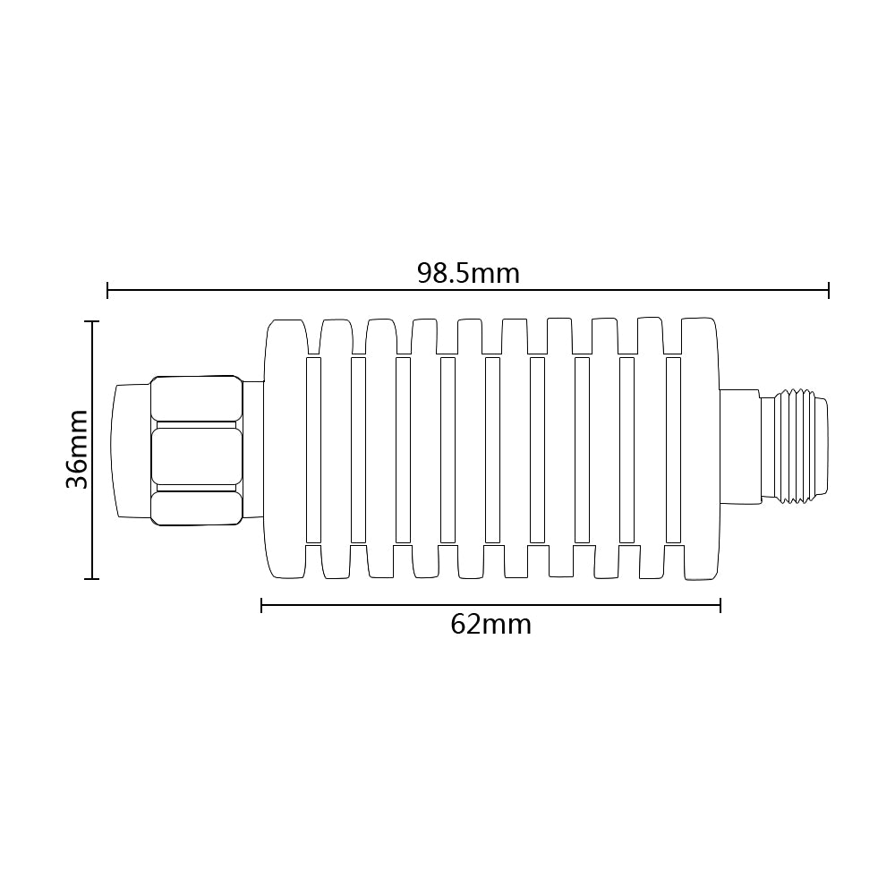 20 Watt N-JK 50 Ohm Fixed Attenuators 3GHz/4GHz 1-50dB