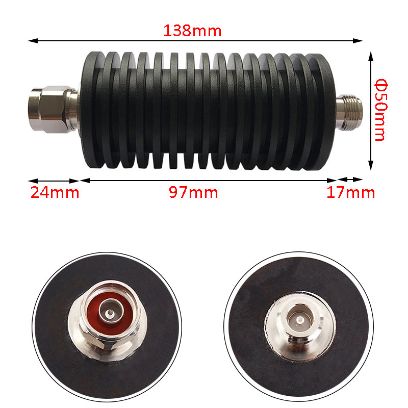 50W N-JK RF Fixed Attenuator 1-60dB DC-3GHz/4GHz