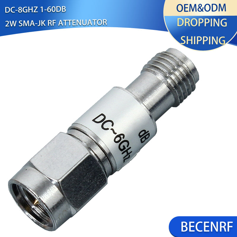 8G Copper gold 2W SMA rf Fixed Attenuator 1/2/3/5/6/10/15/20/30/40/50/60dB  2 Watt