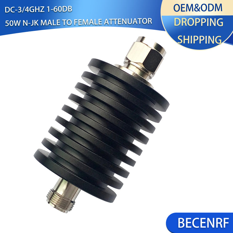 DC-3/4GHz 50W N-JK rf fixed Attenuator 1-60dB