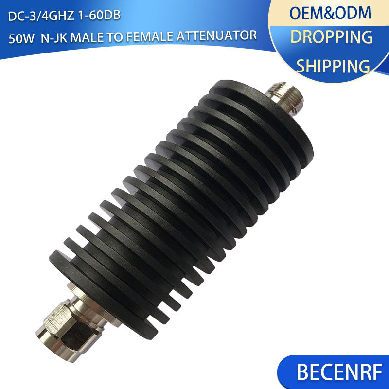 50W N-JK RF Fixed Attenuator 1-60dB DC-3GHz/4GHz
