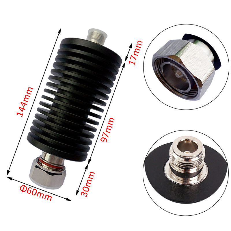 100W DIN-J to N-K 50Ohm RF Attenuators DC-3GHz/4GHz 1-60dB
