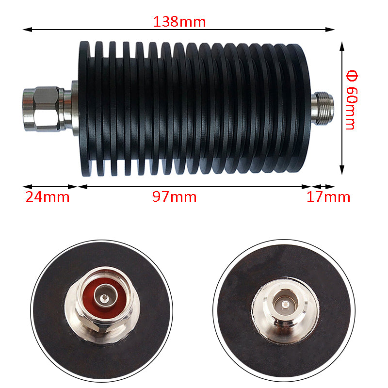 100W N-JK Male to Female RF Coaxial Attenuator DC-3/4GHz 1-60dB