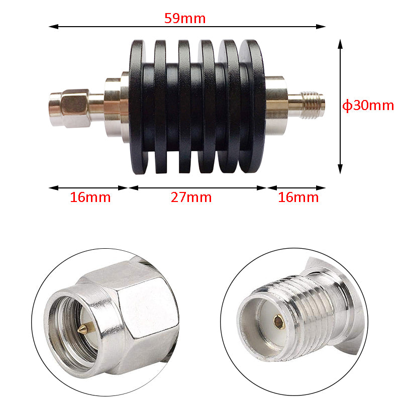 10W SMA-JK rf fixed Attenuators 3G/4G 1-50dB