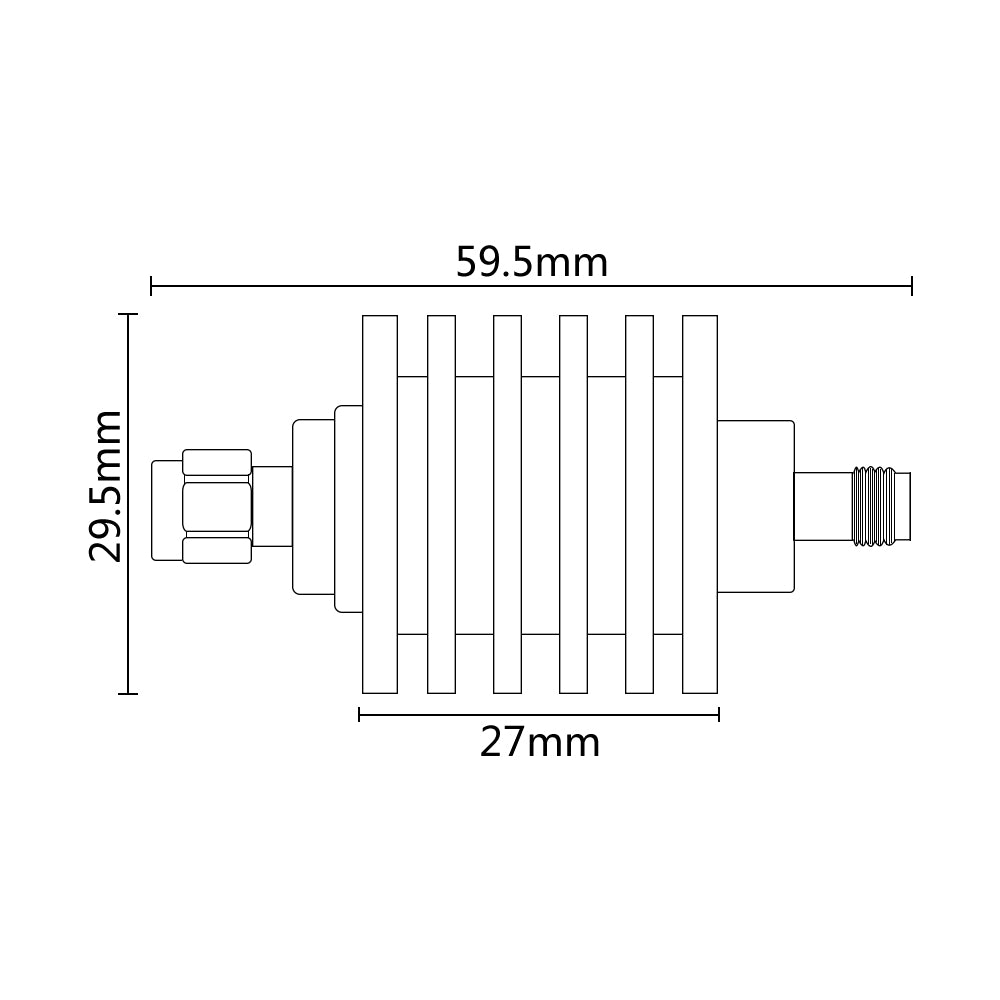 RF 10W BNC-JK Male to Female  RF Coaxial Attenuator 1-40dB DC-3GHz/4GHz