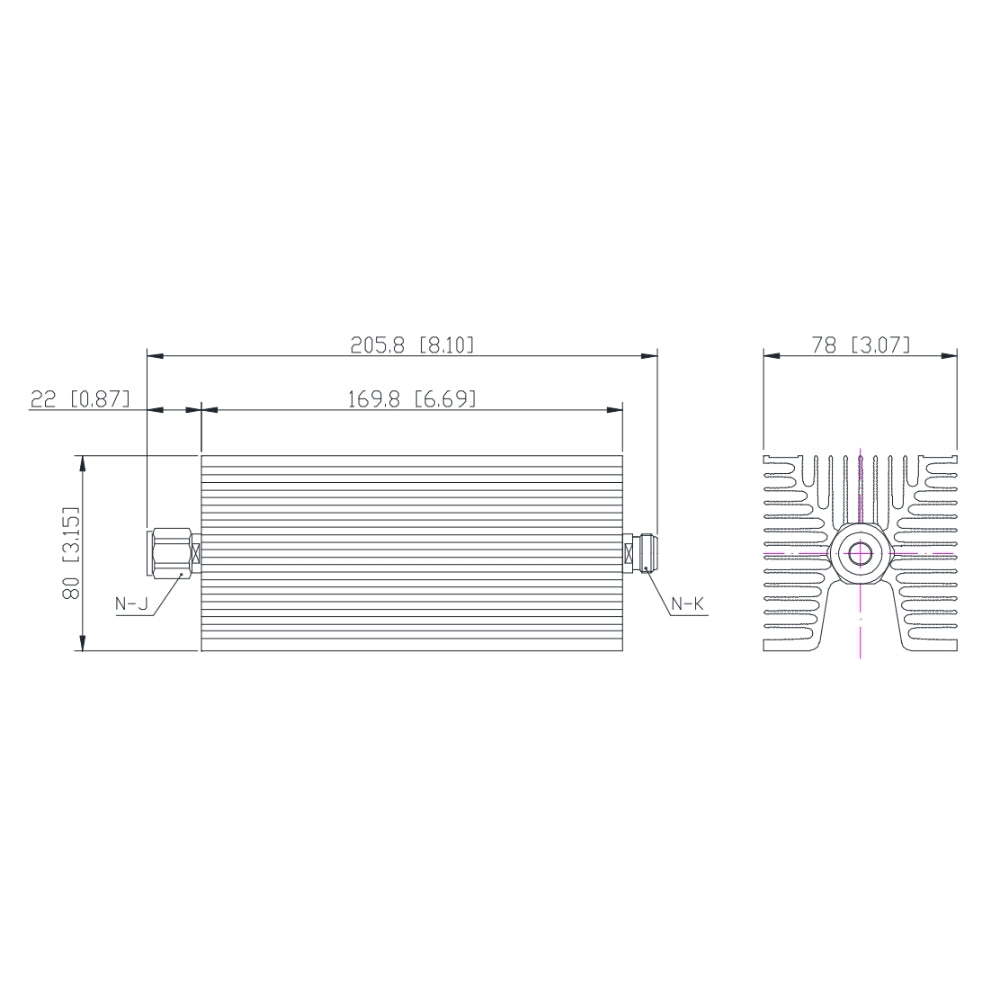 8GHz 150W N-JK/DIN-JK 7/16 1-50dB  RF 50 Ohm Fixed Attenuators