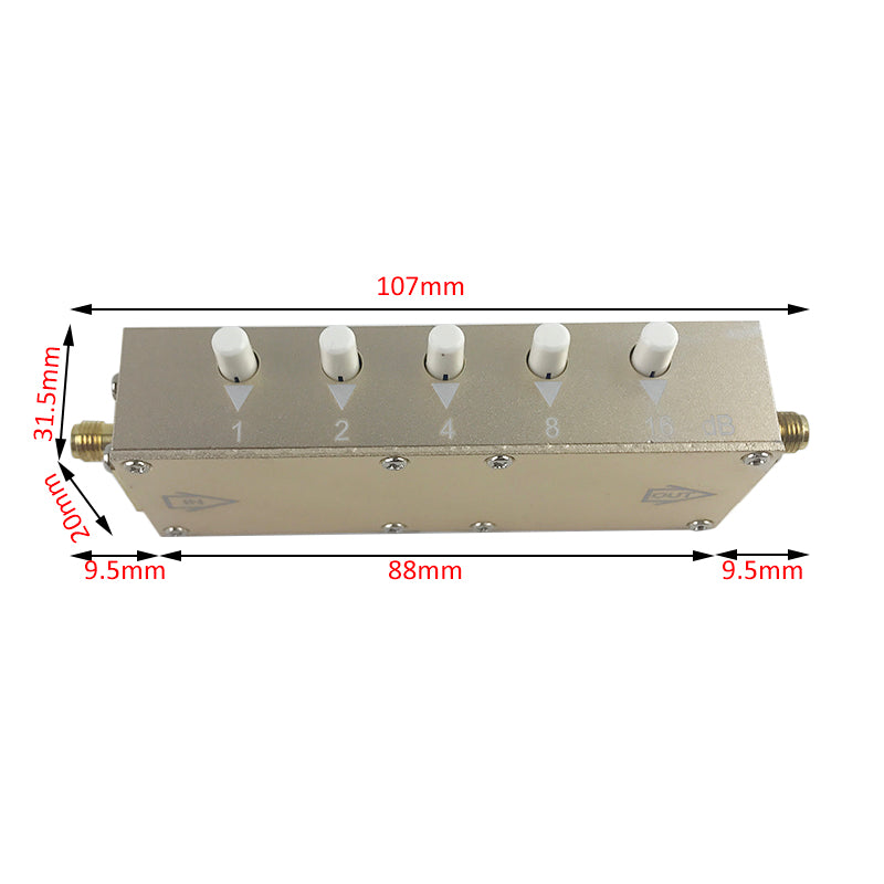 2W/5W 5 key Press SMA-KK 30dB rf Step Attenuator