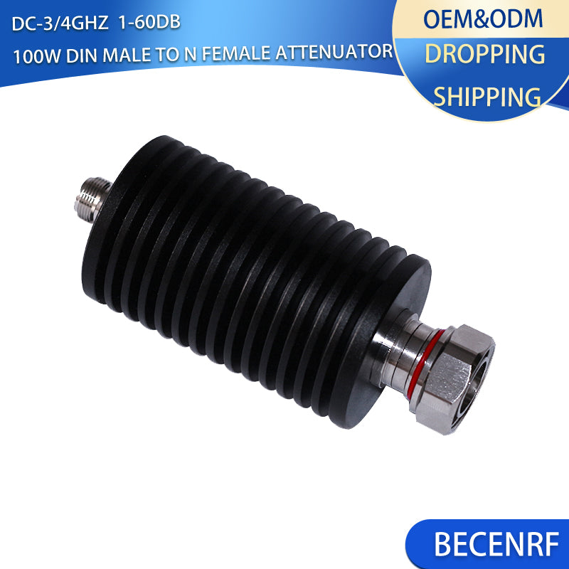 100W DIN-J to N-K 50Ohm RF Attenuators DC-3GHz/4GHz 1-60dB