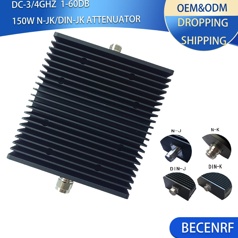 150W N/DIN RF 50 Ohm Fixed Attenuators DC-3GHz/4GHz 1-60dB
