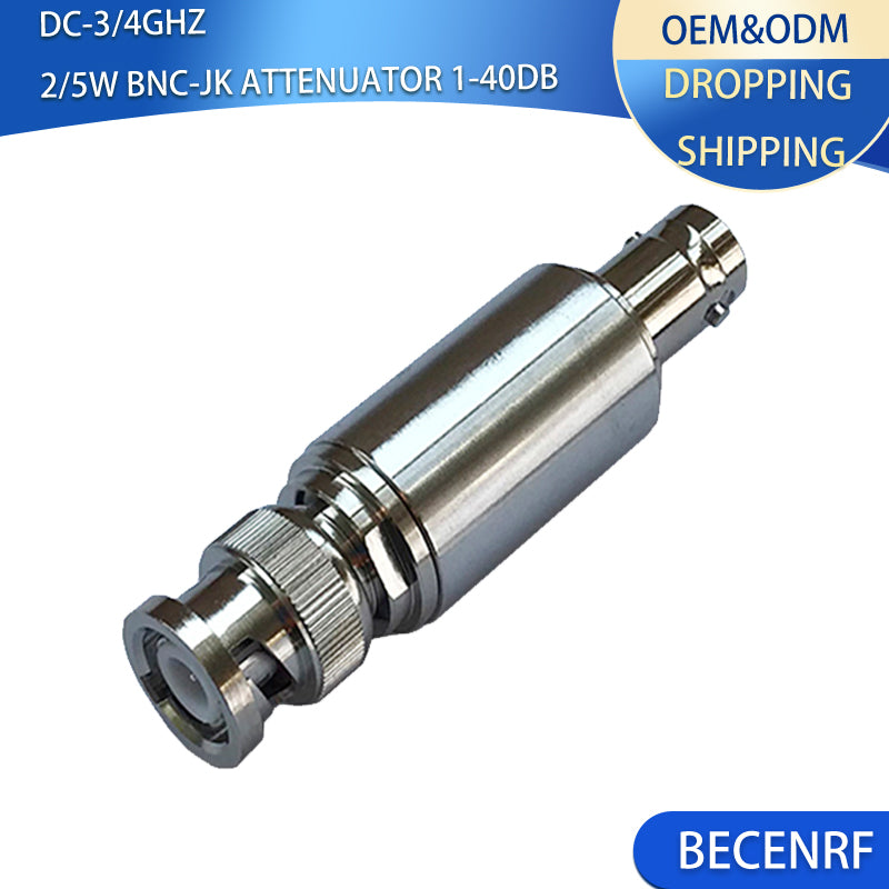 2W/5W BNC-JK RF Fixed Attenuator 1-40dB DC-3/4GHz 50ohm